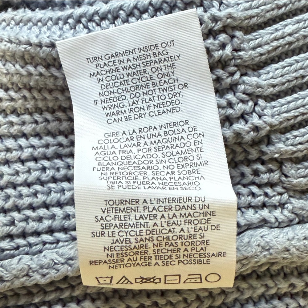 Cabi Fair Plat Sweater 3522 Gray Blue Knit Sweater‎ Large Full Zip Back Pullover - Picture 7 of 7